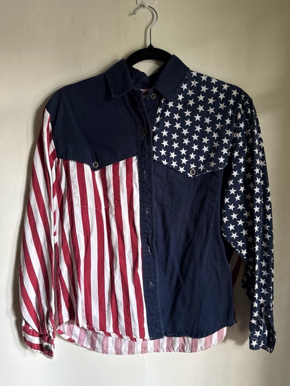 Vintage Roper Red, White & Navy Star-Striped Western Button-Down Shirt